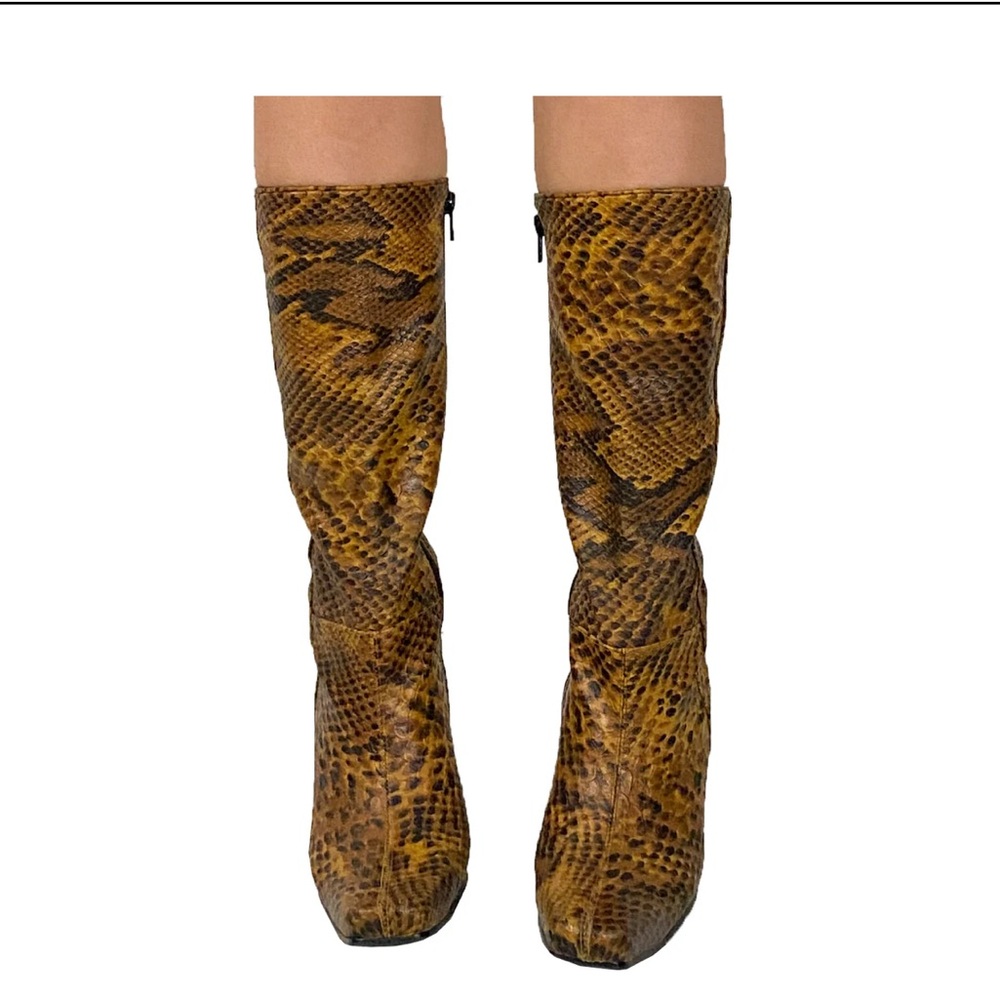 Snakeskin Pattern Knee-High Boots - Picture 2 of 13